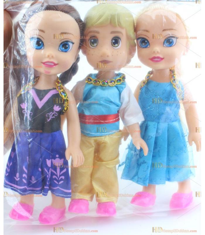 Toptan oyuncak bebek üçlü frozen set yeni model